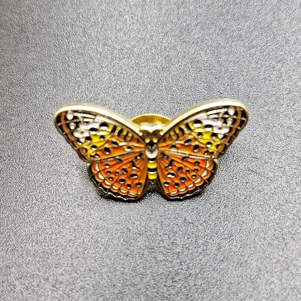 Orange yellow Butterfly pin brooch wearable art accessory